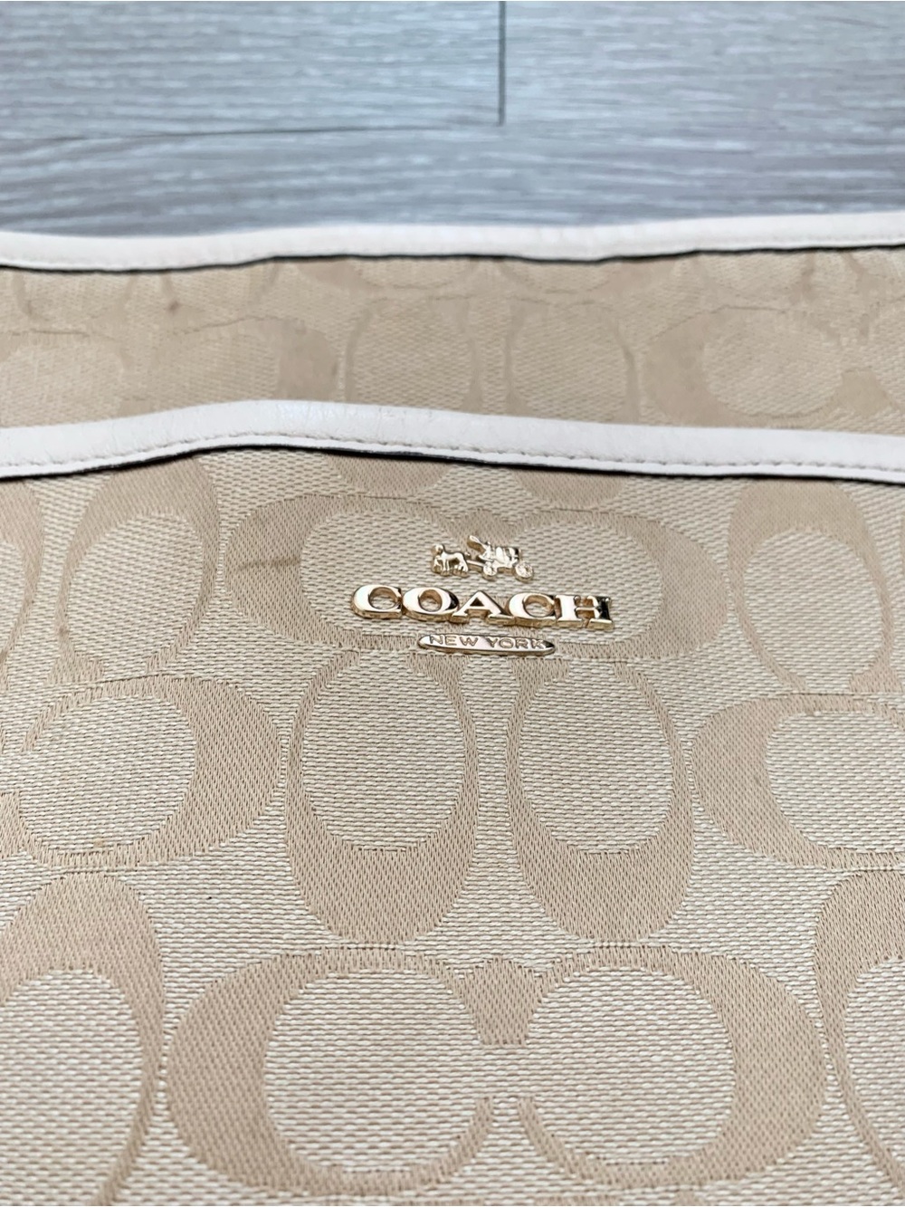Coach Tan White Monogram Signature File Crossbody Bag - Picture 7 of 10